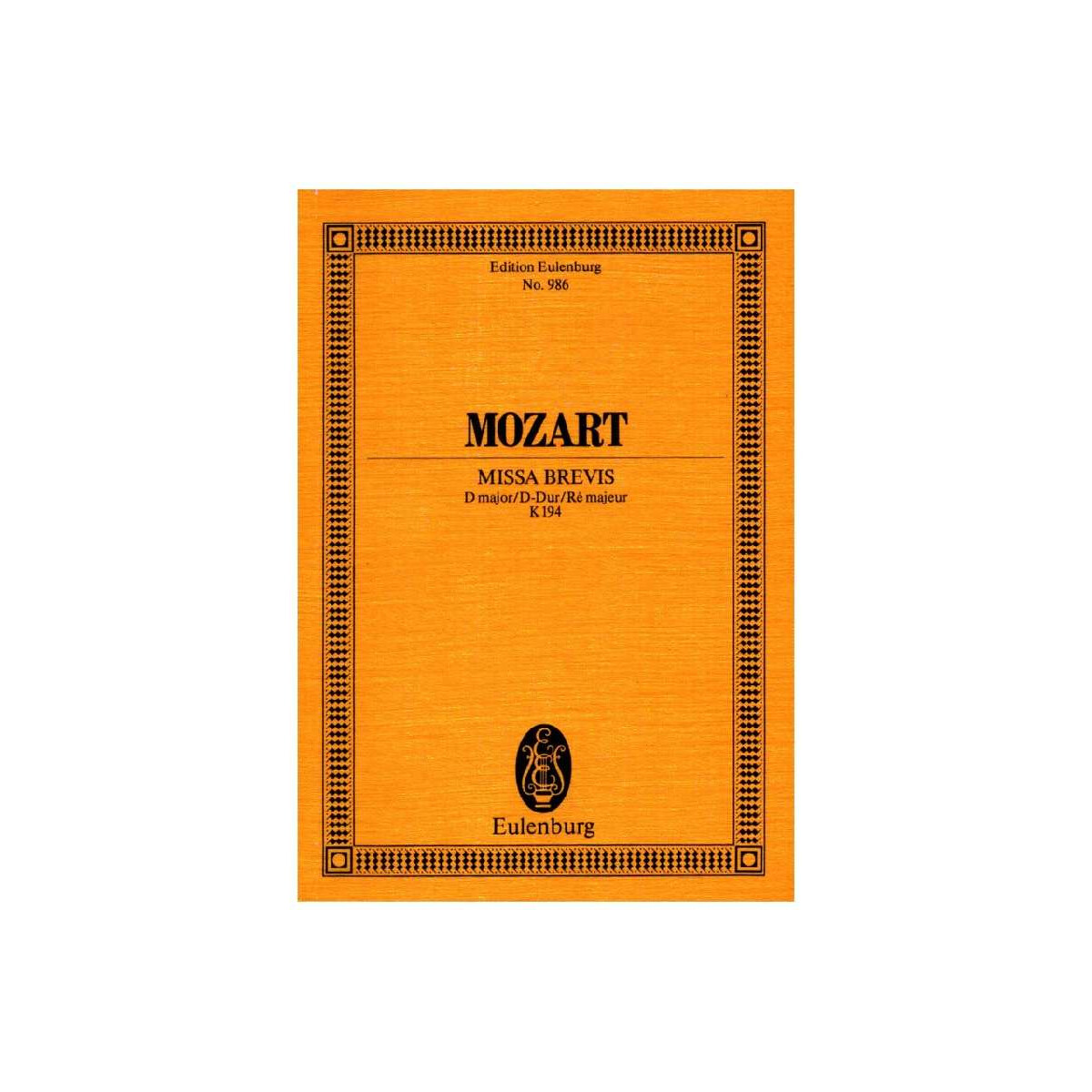 Missa brevis d major KV194 for mixed cho box