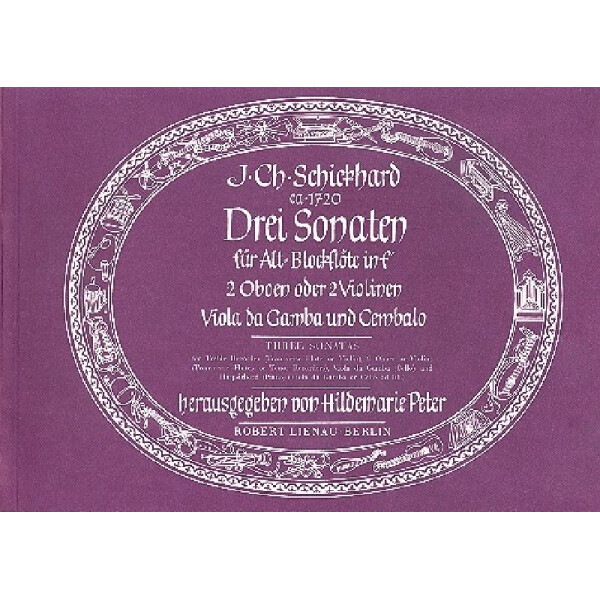 3 Sonaten für Altblockflöte, 2 Oboen (Vl), Viola