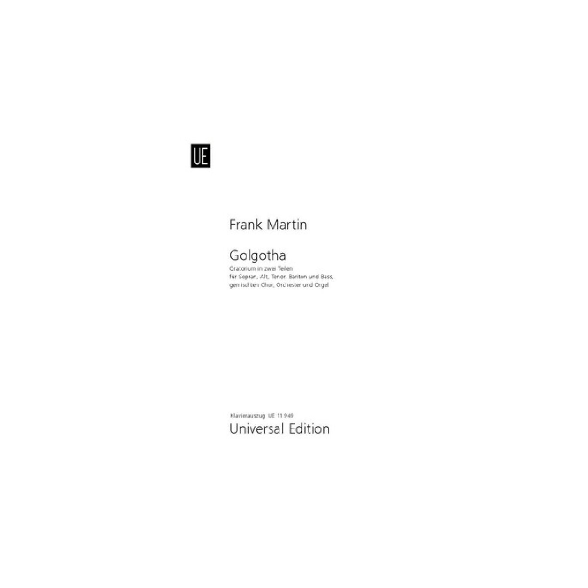 Golgotha Oratorium für Soli (SAT Bar B),