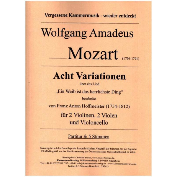 8 Variationen über das Lied Ein Weib ist das herrlichste Ding KV613