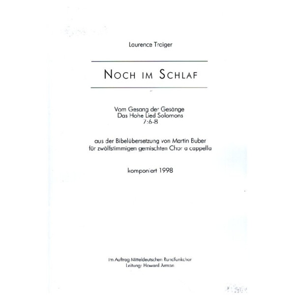 Noch im Schlaf für gem Chor a cappella