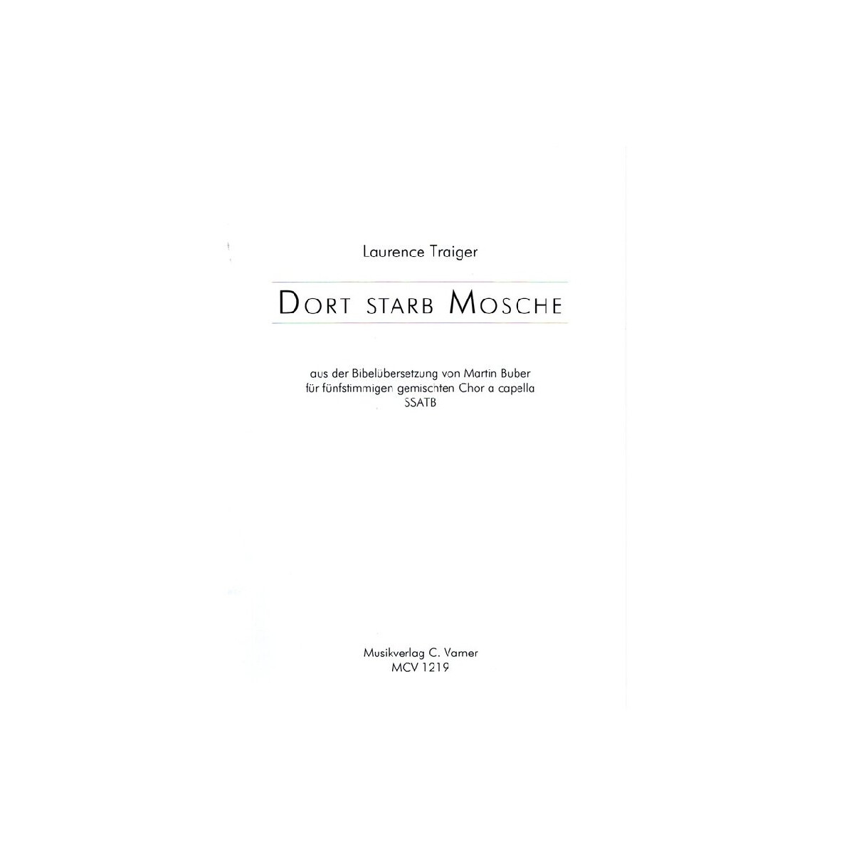 Dort starb Mosche für gem Chor (SSA box