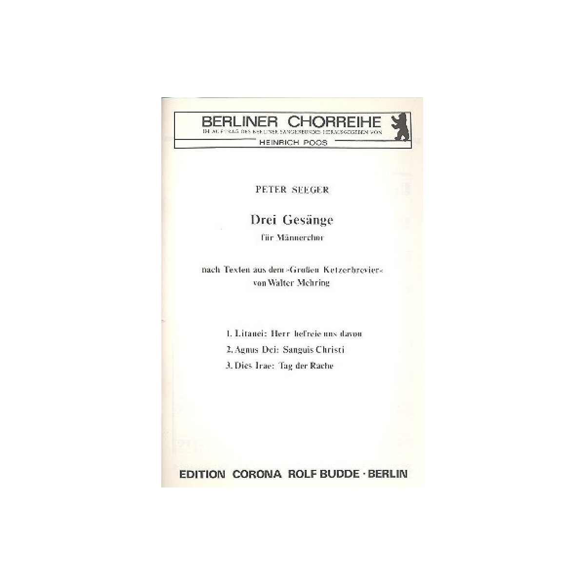 Drei Gesänge . für Männerchor