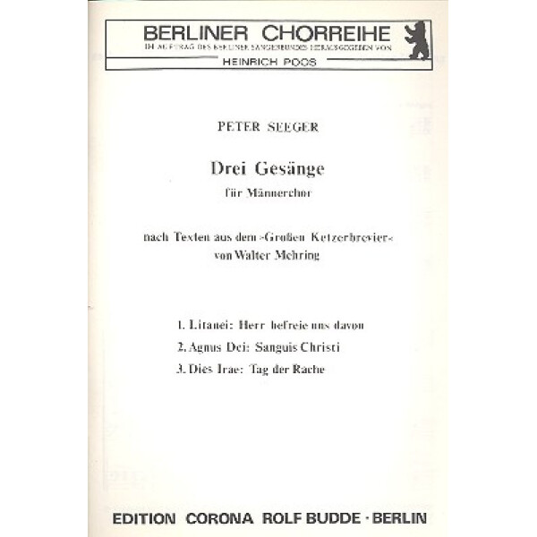 Drei Gesänge . für Männerchor