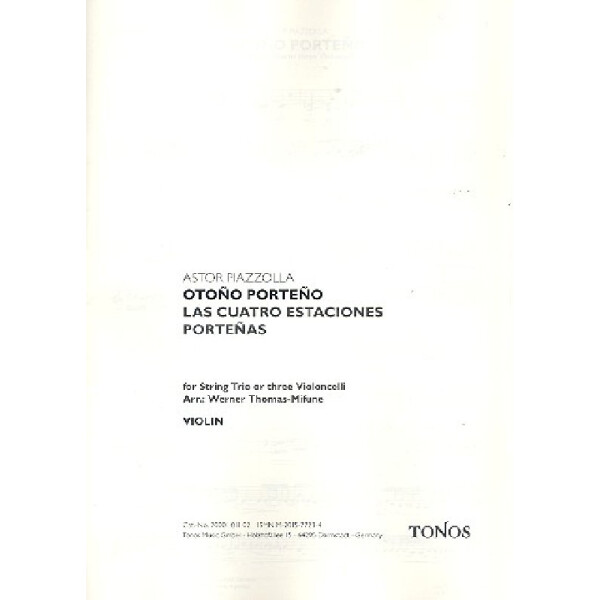 Otoño Porteño für Violine, Viola und