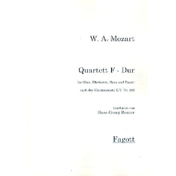 Quartett F-Dur nach KV283 für Oboe,
