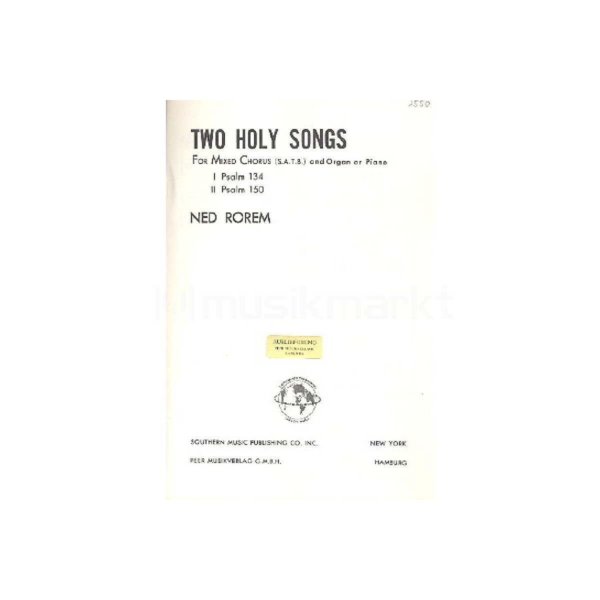 2 holy Songs for mixed chorus and