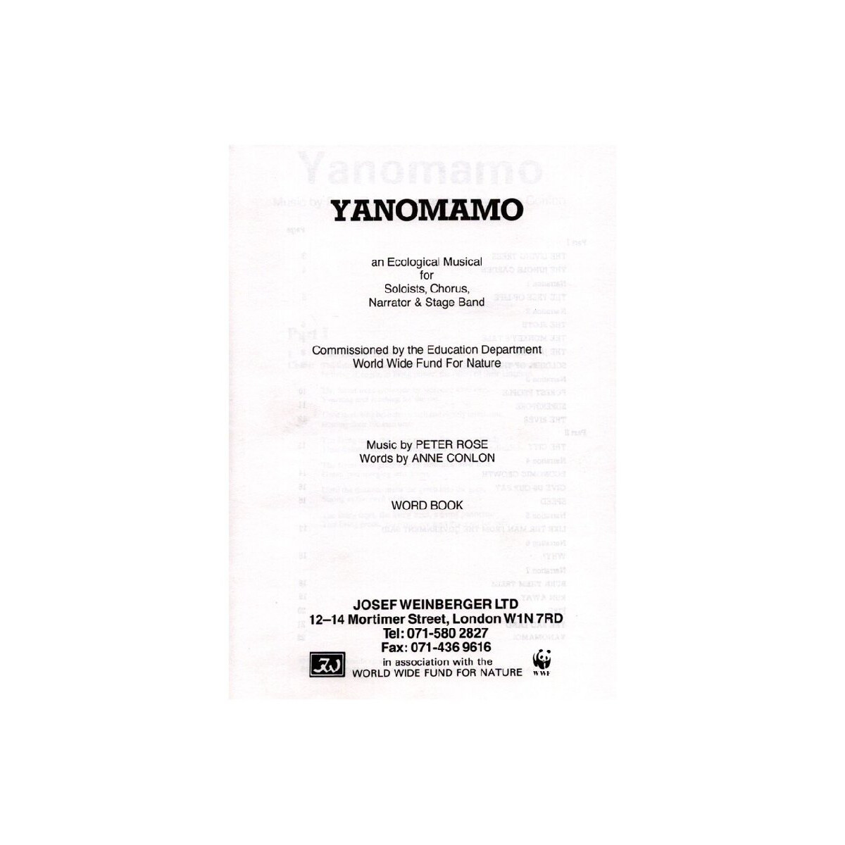 Yanomamo for soloists, narrator, chorus
