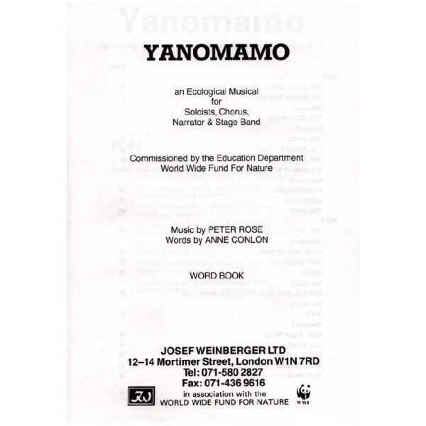 Yanomamo for soloists, narrator, chorus