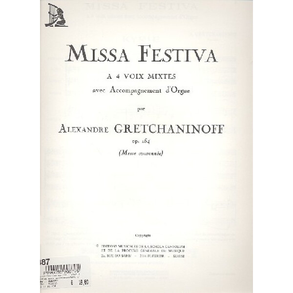 Missa festiva op.154 pour 4 voix